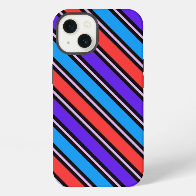 Cute Colorful Red Blue Stripes Pattern          Iphone Case (Back)