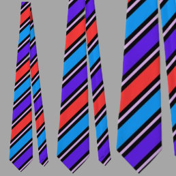 Cute Colorful Red Blue Stripes Pattern          Neck Tie
