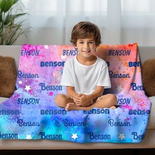 Cute colorful repeating name personalized fleece blanket