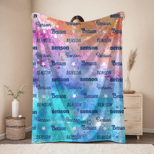 Cute colorful repeating name personalized fleece blanket