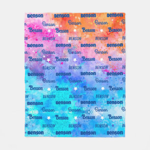 Cute colorful repeating name personalized fleece blanket