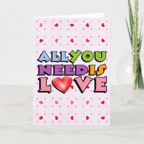 Cute Colorful Retro All You Need Is Love Holiday Card