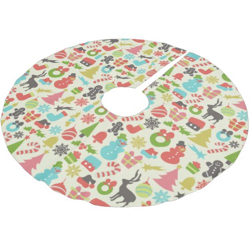 Cute Colorful Retro Christmas Brushed Polyester Tree Skirt