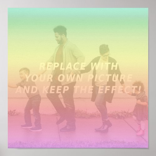 Cute Colorful Retro Faded Effect Customizable Poster