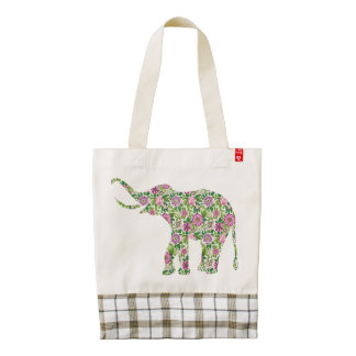 Cute Colorful Retro Floral Elephant Zazzle HEART Tote Bag