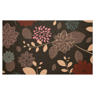 Cute Colorful Retro Floral Illustration 2 Fabric