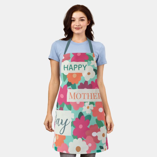  Cute Colorful Retro Floral / Mother's Day        Apron (Worn)