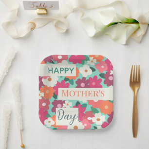 Cute Colorful Retro Floral / Mother's Day Paper Plates