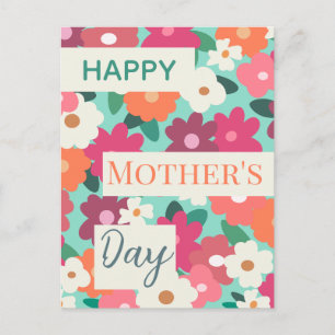 Cute Colorful Retro Floral / Mother's Day Postcard