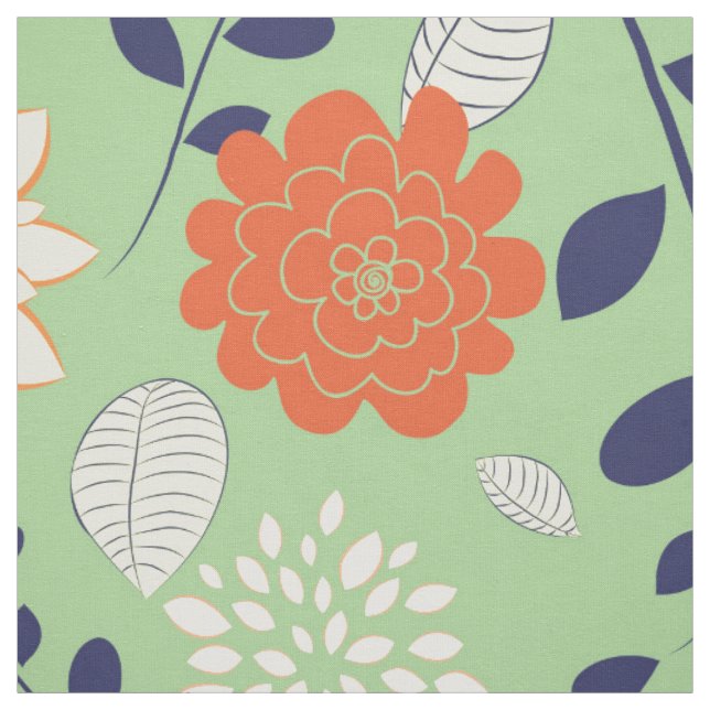 Cute Colorful Retro Floral Pattern Fabric (Swatch)