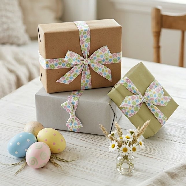 Cute Colorful Retro Flower Art Pattern Ribbon (Creator Uploaded)