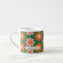 Cute Colorful Retro Flower Pattern Green Pink Name Espresso Cup