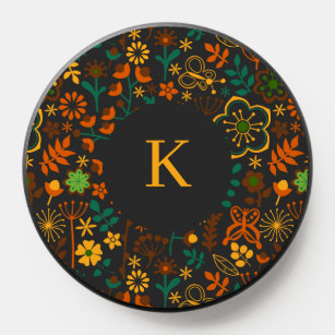 Cute colorful retro flowers and butterflies PopSocket