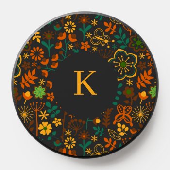 Cute Colorful Retro Flowers And Butterflies Popsocket by artOnWear at Zazzle