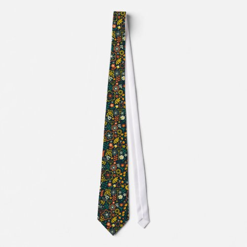 Cute Colorful Retro Flowers  Butterflies Tie