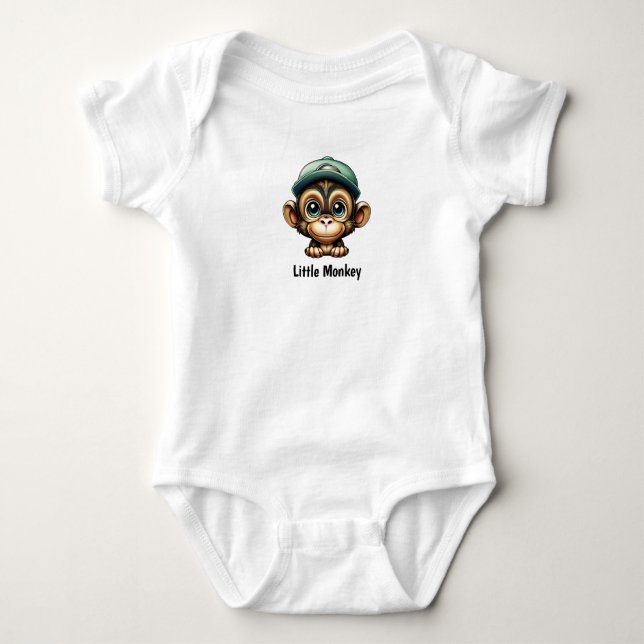 Cute Colorful Retro Groovy Monkey Baby Bodysuit (Front)