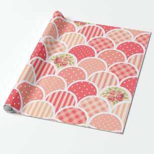 Cute colorful retro pink l Polka dots and stripes Wrapping Paper