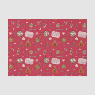 Cute Colorful Retro Red Christmas Tissue Paper