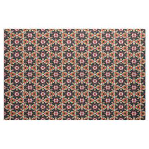 Cute Colorful Retro Vintage Nouveau Deco Pattern Fabric