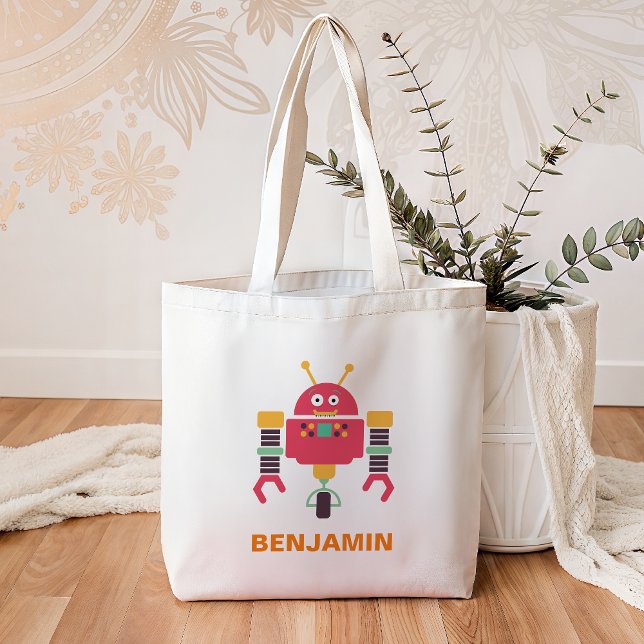 Cute Colorful Robot Kids Tote Bag (Creator Uploaded)