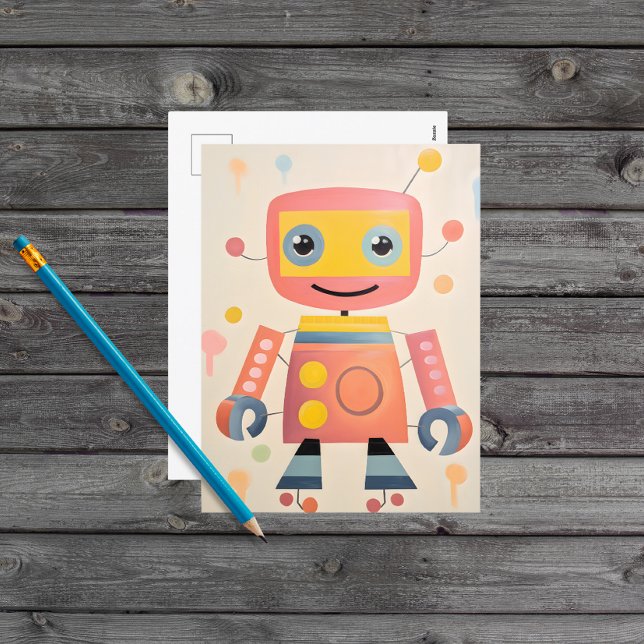 Cute Colorful Robot Postcard for Kids (Creator Uploaded)