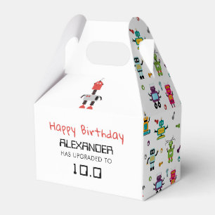 Cute Colorful Robots Kids Robot Birthday Party Favor Boxes