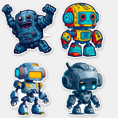 Cute Colorful Robots SEt Sticker