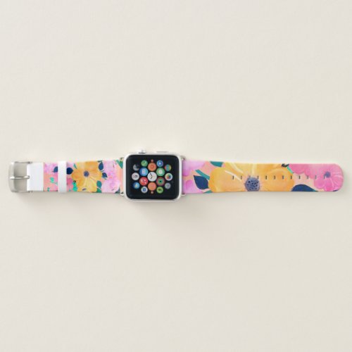 Cute Colorful Romantic Watercolor Flowers Apple Watch Band