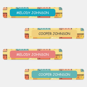 Cute Colorful Ruler Pattern Color Coded Kids' Labels