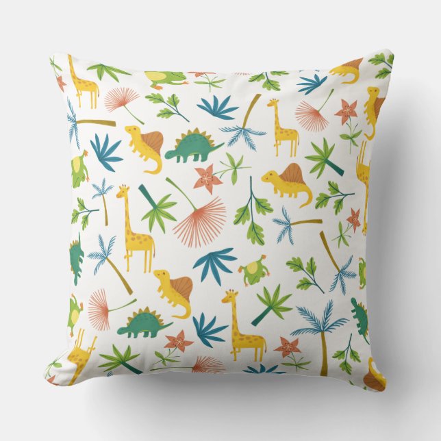 Cute colorful safari woodland animals nursery kids throw pillow (Front)