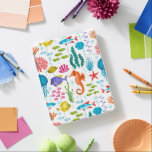 Cute colorful saltwater animals illustration iPad smart cover<br><div class="desc">Cute colorful tropical saltwater life and animals illustration over customizable white background. Fish corals, sea-horses etc.</div>