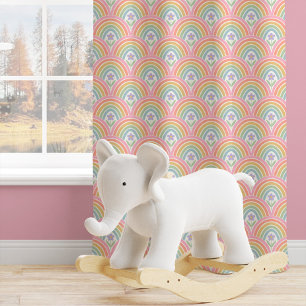 Cute Colorful Scallop Rainbow Floral Nursery Kids Blackout Curtains