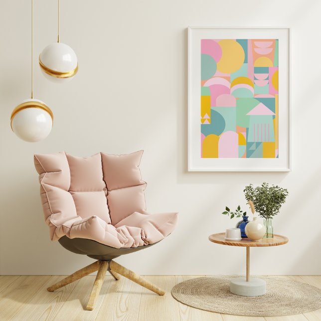 Cute Colorful Scandinavian Geometric Shape Collage Poster (Creator Uploaded)