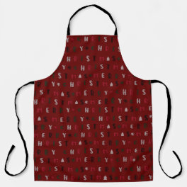 cute colorful script merry christmas apron