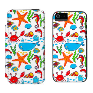 Cute Colorful Sea-life Illustration Pattern 2 iPhone SE/5/5s Wallet Case