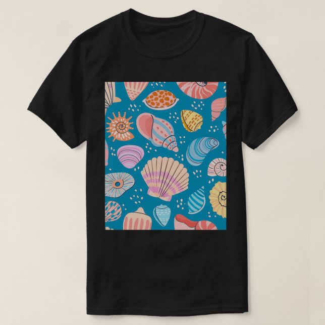 Cute colorful sea shells pattern 1 T-Shirt (Design Front)