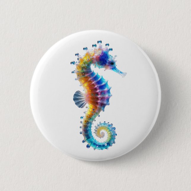 Cute Colorful Seahorses Button (Front)