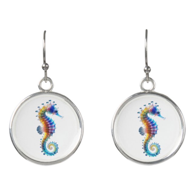 Cute Colorful Seahorses Earrings (Front)