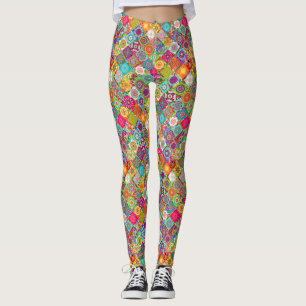 Cute colorful seamless decorative pattern leggings