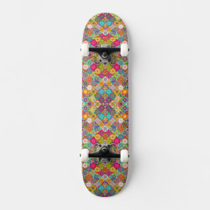 Cute colorful seamless decorative pattern skateboard