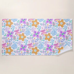 Cute colorful seamless floral nature pattern beach towel