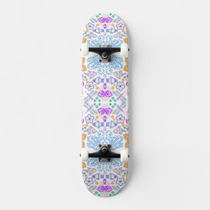 Cute colorful seamless floral nature pattern skateboard