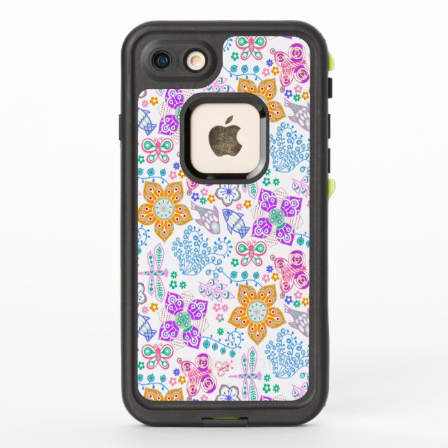 Cute colorful seamless flowers pattern LifeProof iPhone case (Back)