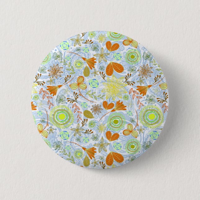 Cute colorful seamless flowers patterns throw pill button (Front)