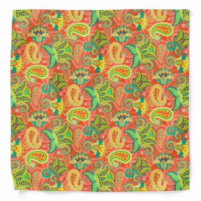 Cute colorful seamless paisley pattern bandana (Front)