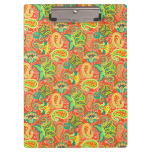 Cute colorful seamless paisley pattern clipboard