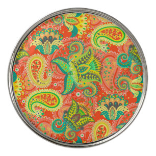 Cute colorful seamless paisley pattern golf ball marker