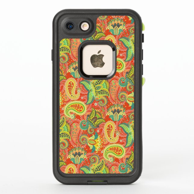 Cute colorful seamless paisley pattern LifeProof iPhone case (Back)