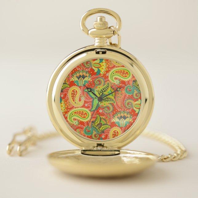 Cute colorful seamless paisley pattern OtterBox iP Pocket Watch (Inside)