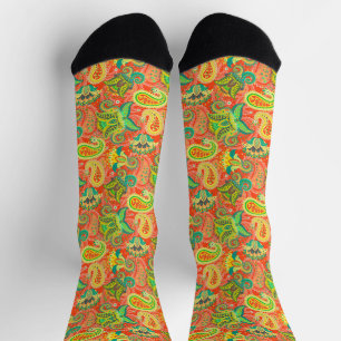 Cute colorful seamless paisley pattern socks